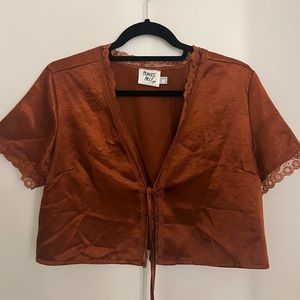 Princess Polly Burgundy Tie Top